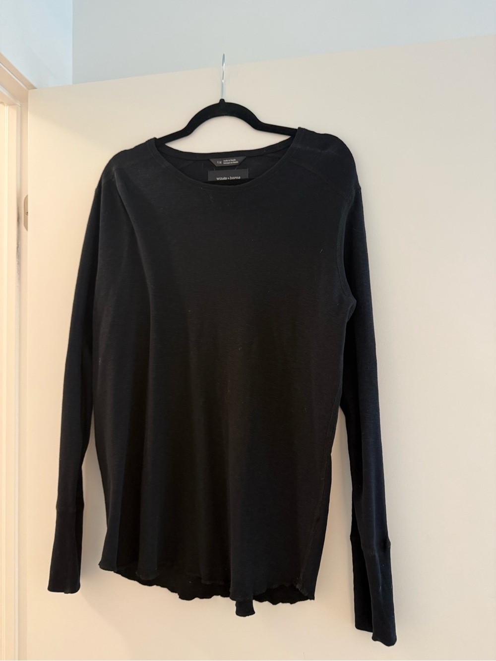Wings + Horns Black Long-Sleeve Crewneck